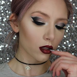 Silver Lotus Flower Charm Adjustable Cord Choker